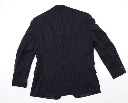 Preworn Mens Blue Striped  Jacket Suit Jacket Size 38