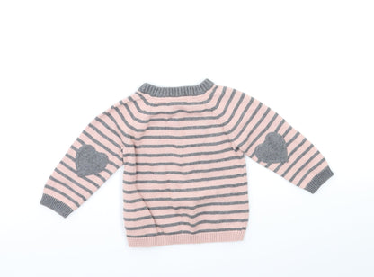 Back view of H&M Baby Pink Striped jumper, size 6-9, Months