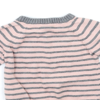 Brand and care label for H&M Baby Pink Striped jumper, size 6-9, Months
