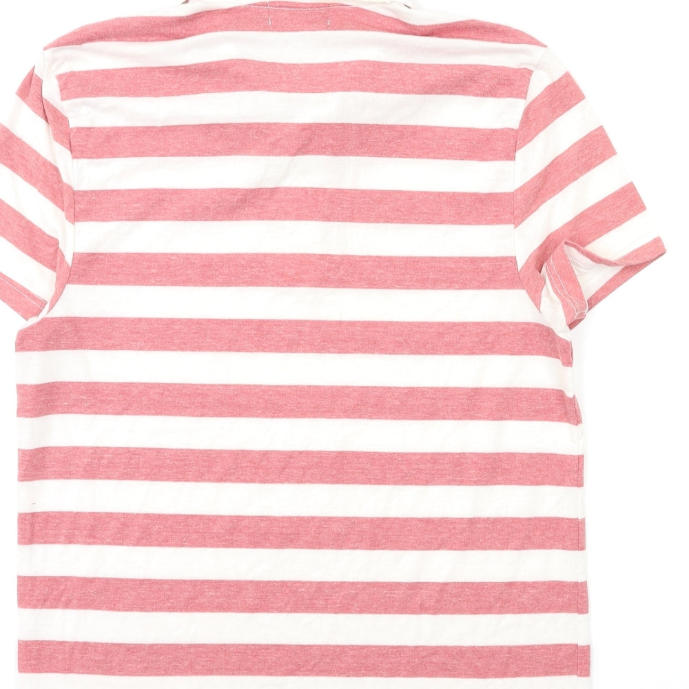 Topshop Mens Pink Striped   Polo Size M
