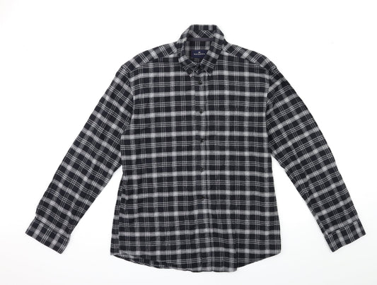 Blue Harbour Mens Black Check   Button-Up Size M