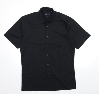 Preloved Premier Mens Black    Button-Up Size 14.5 - Front