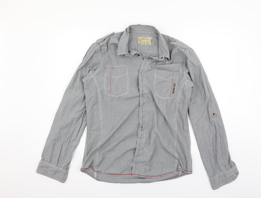 NEXT Mens Grey Polka Dot   Button-Up Size L