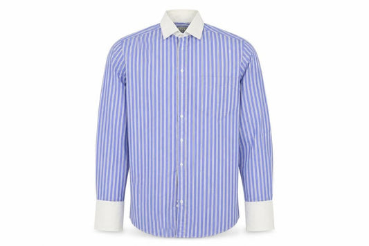 Christopher hayes Mens Blue Striped   Button-Up Size 16