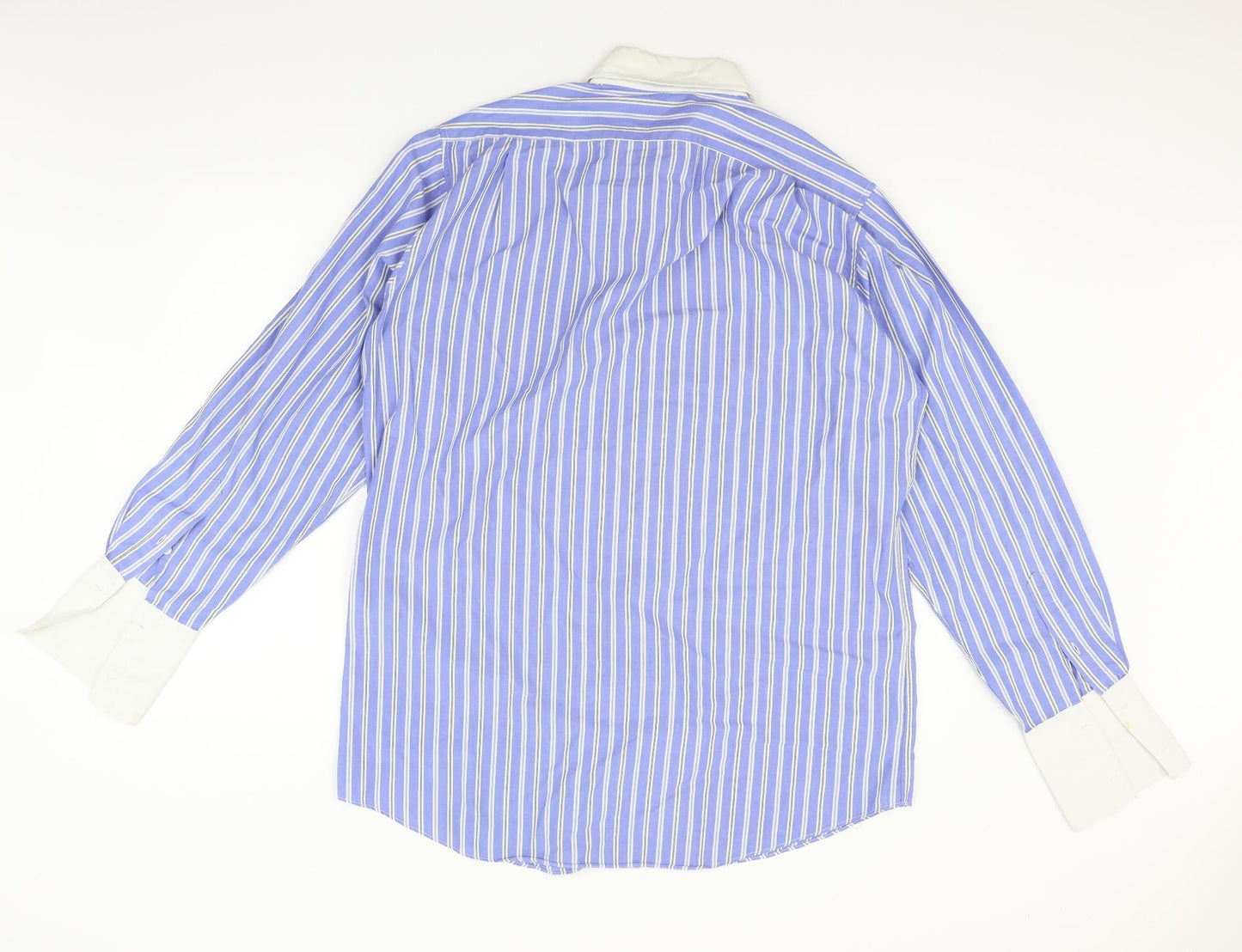 Christopher hayes Mens Blue Striped   Button-Up Size 16