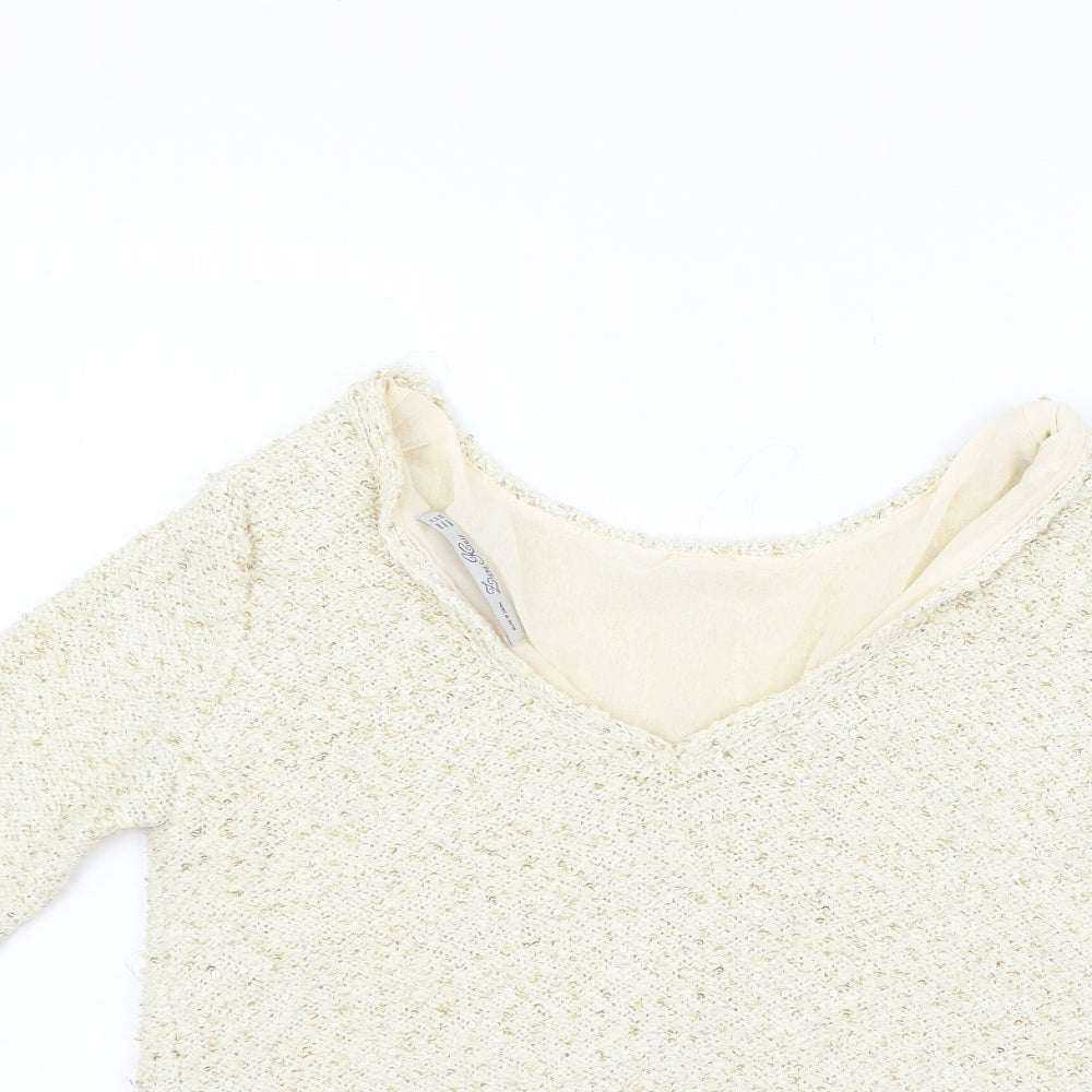 Laura Knit Womens Beige   Pullover Jumper Size M