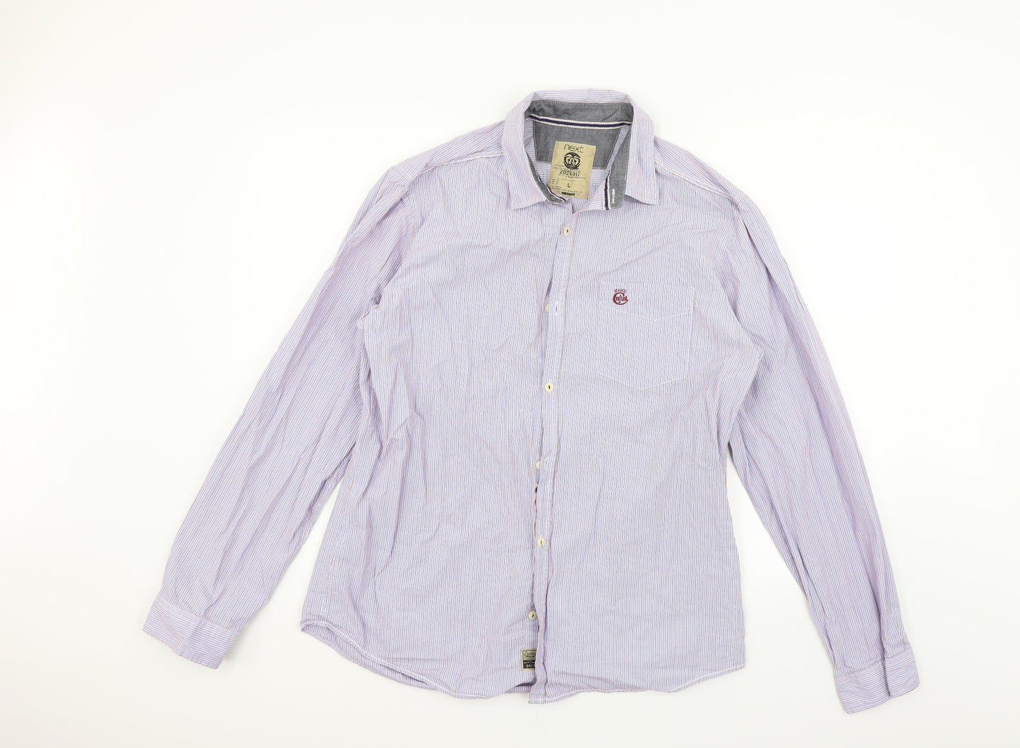 NEXT Mens Blue Striped   Button-Up Size L