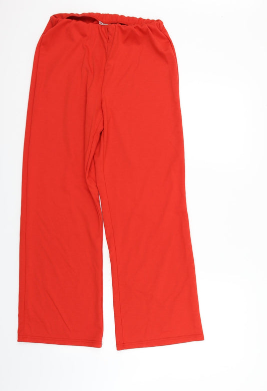 Damart Womens Red Houndstooth  Trousers  Size 12 L27 in - Elastic Waist Band