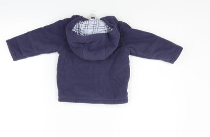 Back view of M&Co girls’ blue jacket, size 12-18, months