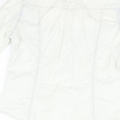 Brand and care label for Denim & Co. women’s white jacket, size UK 8