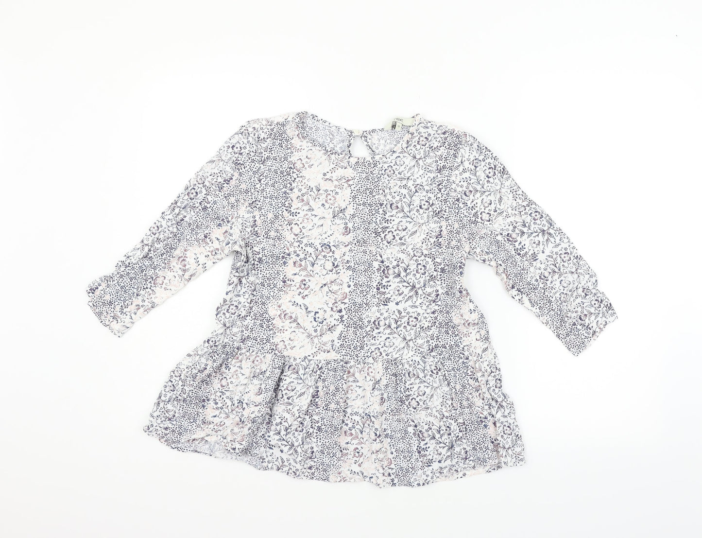 NEXT Womens White Geometric  Basic Blouse Size 12