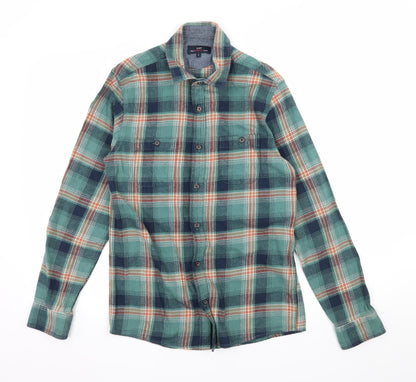 Additional front view of Easy men’s green plaid button-up, size S