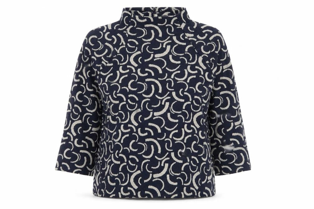 Preworn Womens Blue Geometric Jersey Pullover Sweatshirt Size 14