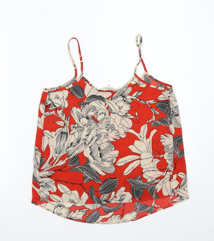 Back view of Papaya women’s red floral basic t-shirt, size UK 8