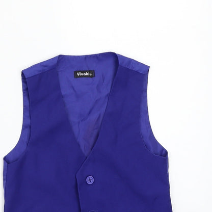 Close-up detail of VivaKi boys’ blue jacket waistcoat, size 5, years