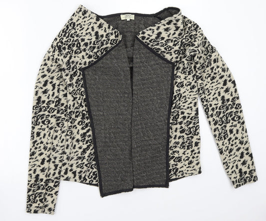 Papaya Womens Beige Animal Print  Cardigan Jumper Size 10