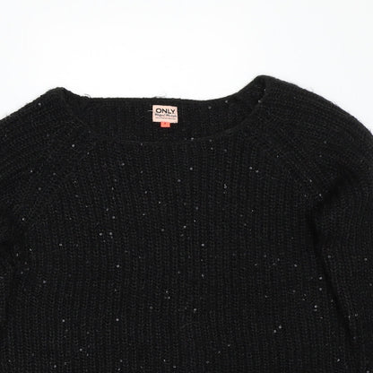 Close-up detail of Only women’s black jumper, size S