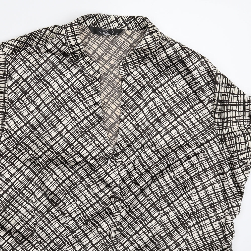 BM Womens Beige Check  Basic Button-Up Size 12