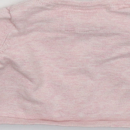 Brand and care label for Early Days girls’ pink knit cardigan jumper, size 0-3, months