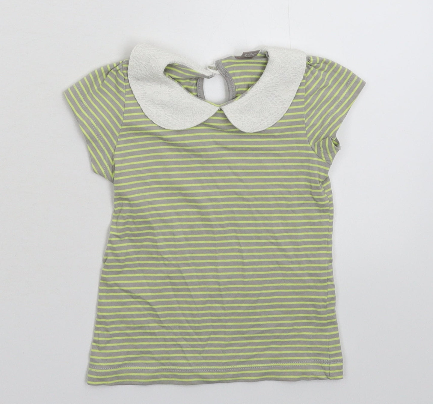 TU Girls Grey Striped  Basic T-Shirt Size 9-12 Months