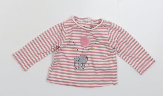 Matalan Girls Pink Striped  Basic T-Shirt Size 0-3 Months