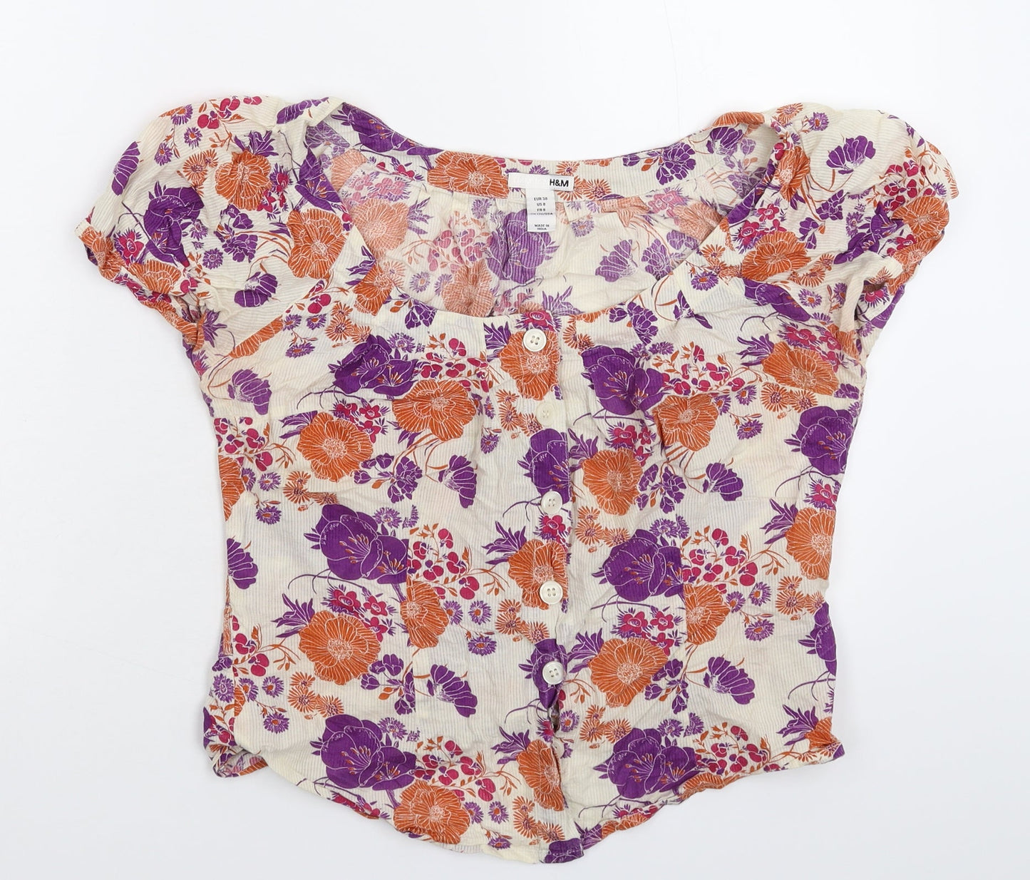 H&M Womens Multicoloured Floral  Basic Button-Up Size 12