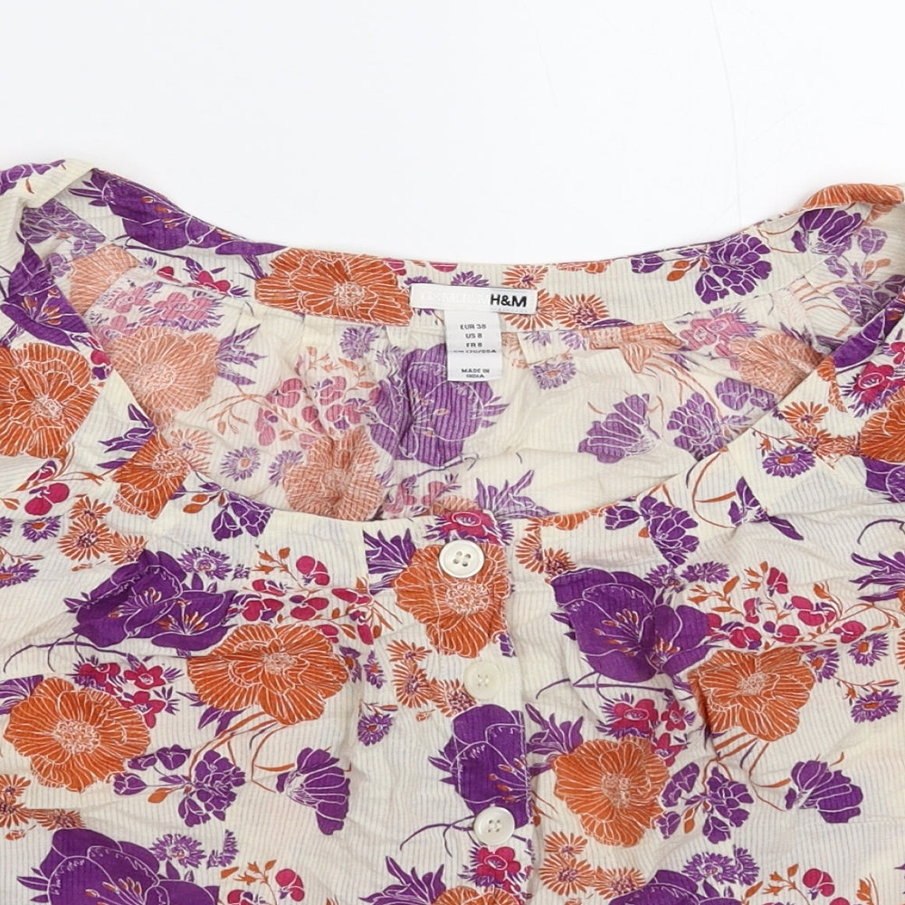 H&M Womens Multicoloured Floral  Basic Button-Up Size 12