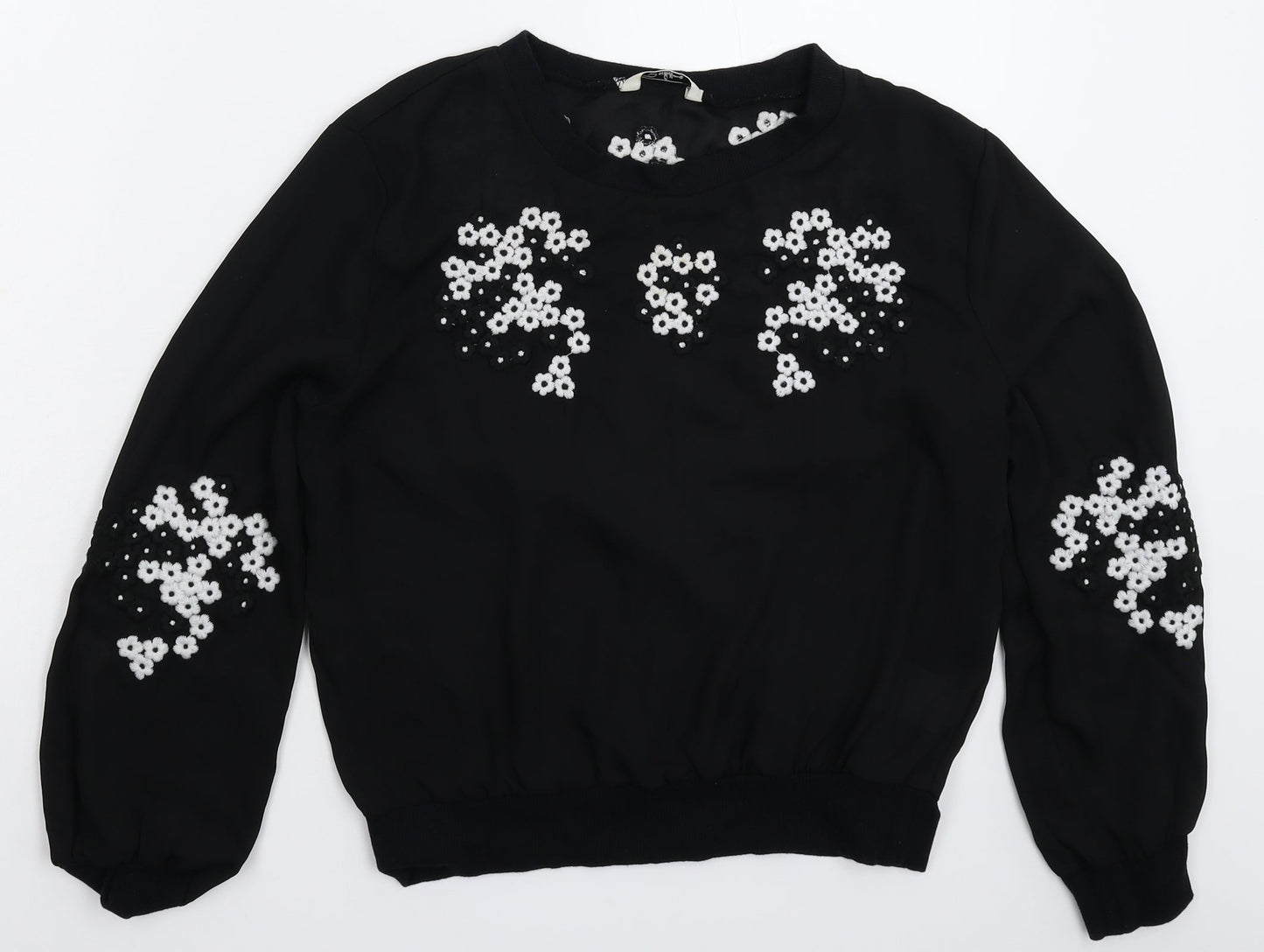 Darling Womens Black Floral  Basic Blouse Size 10
