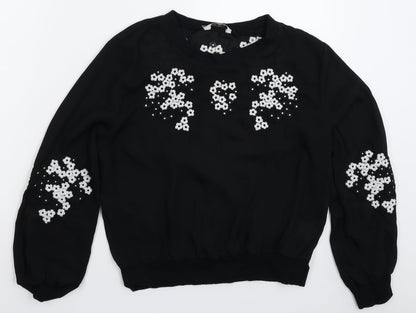 Darling Womens Black Floral  Basic Blouse Size 10