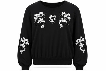 Darling Womens Black Floral  Basic Blouse Size 10
