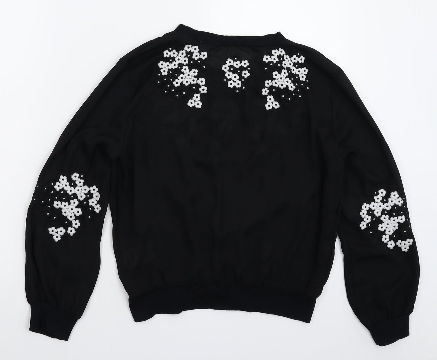 Darling Womens Black Floral  Basic Blouse Size 10