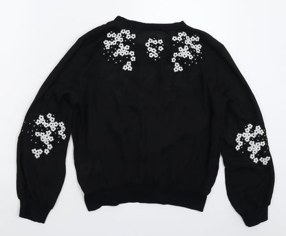 Darling Womens Black Floral  Basic Blouse Size 10