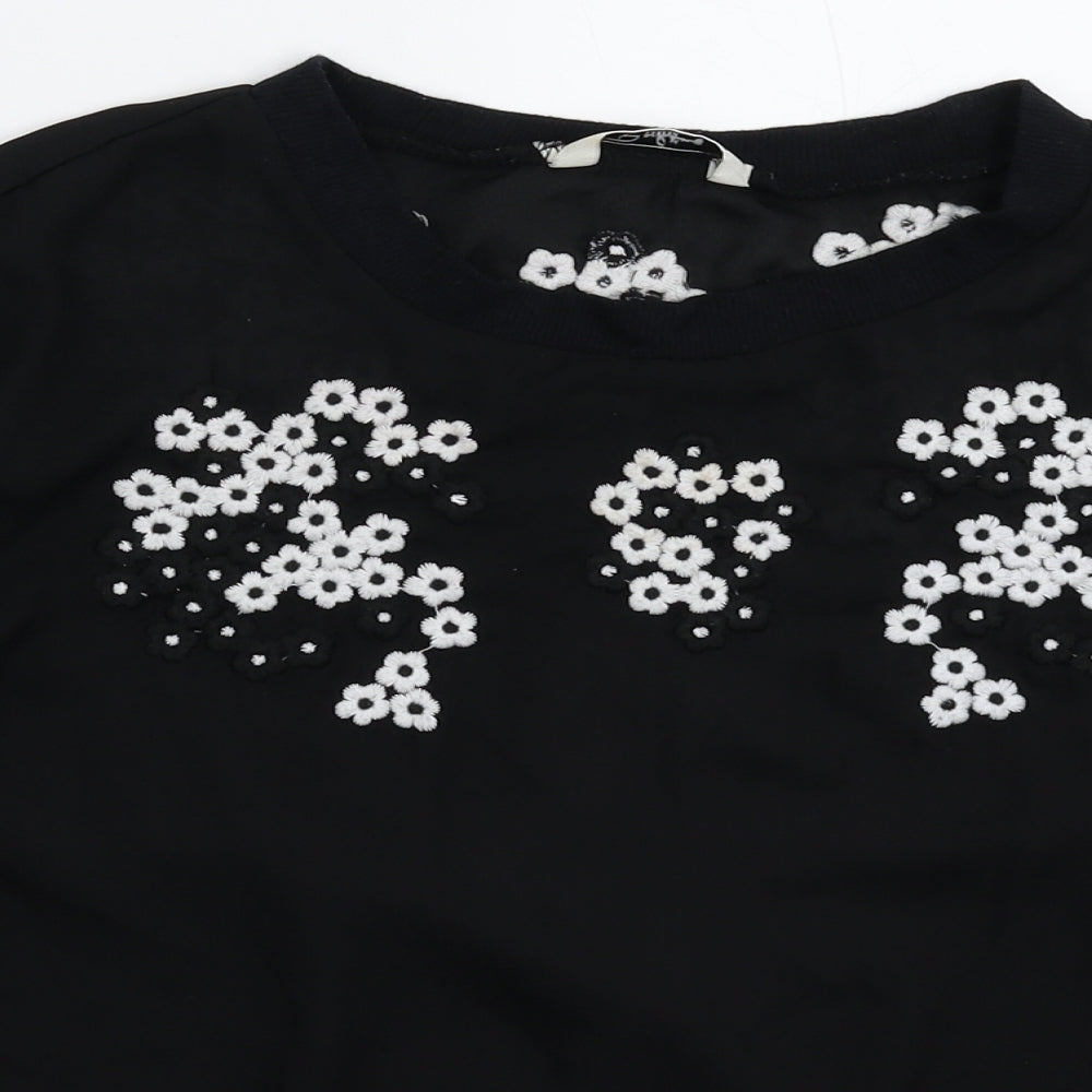 Darling Womens Black Floral  Basic Blouse Size 10