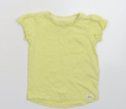 Front view of Nutmeg girls’ yellow basic t-shirt, size 3-4, years