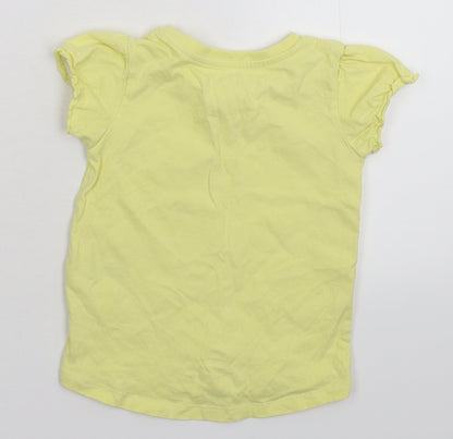 Back view of Nutmeg girls’ yellow basic t-shirt, size 3-4, years