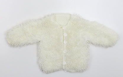 Additional front view of Preworn girls’ white jacket, size S