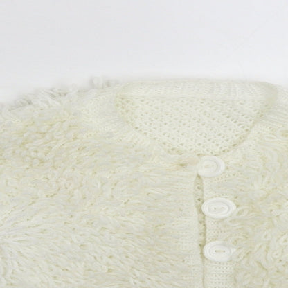 Close-up detail of Preworn girls’ white jacket, size S