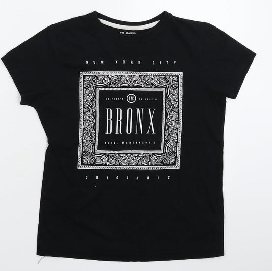 Primark Boys Black   Basic T-Shirt Size 10-11 Years