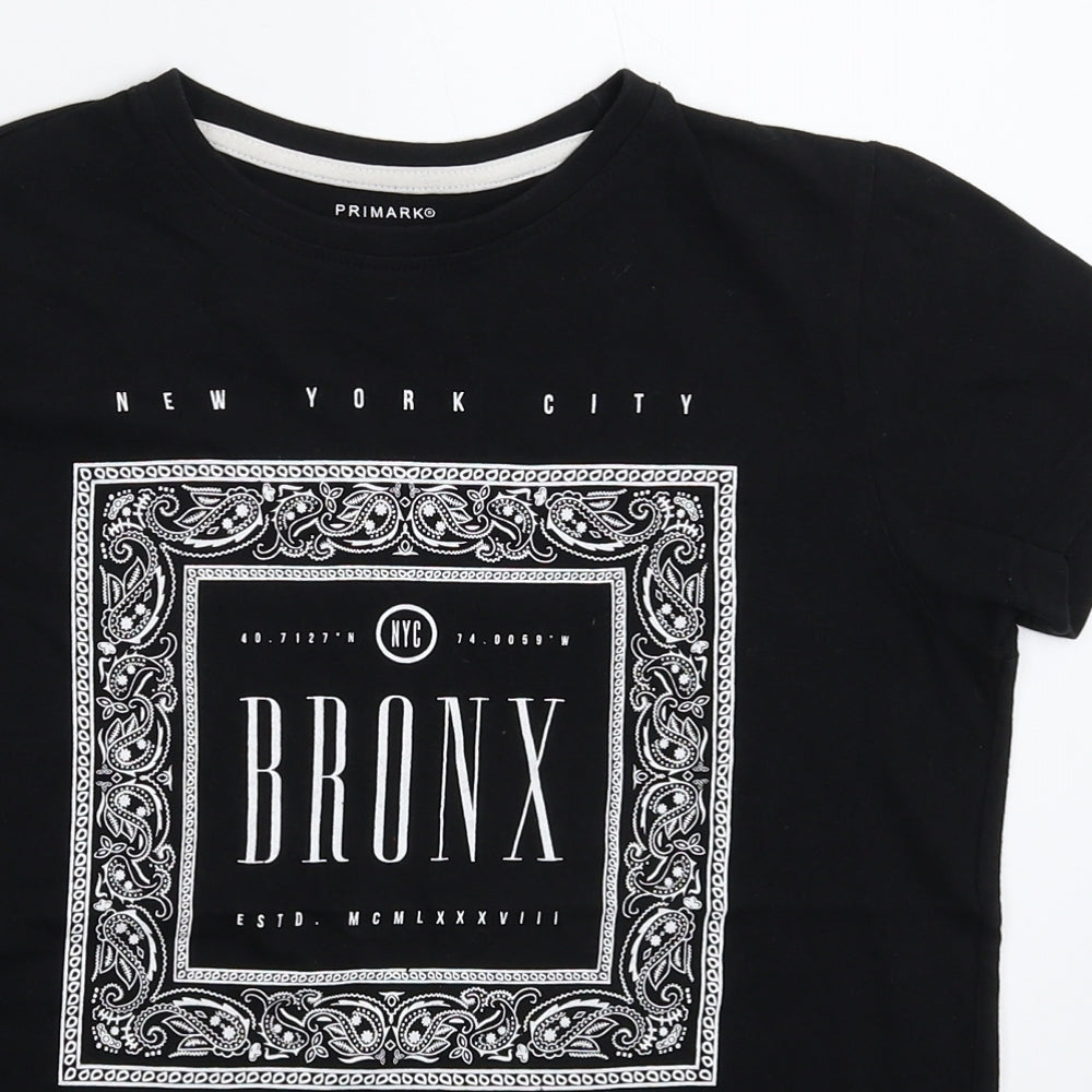 Primark Boys Black   Basic T-Shirt Size 10-11 Years