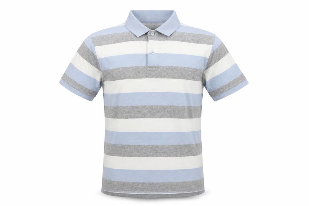 Cedarwood State Mens Blue Striped Polo Size M