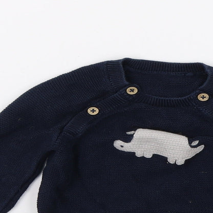 Close-up detail of Tue Baby Blue Knit jumper, size 3-6, Months