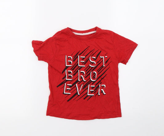 Primark Boys Red  Jersey Basic T-Shirt Size 2-3 Years  - Best Bro Ever