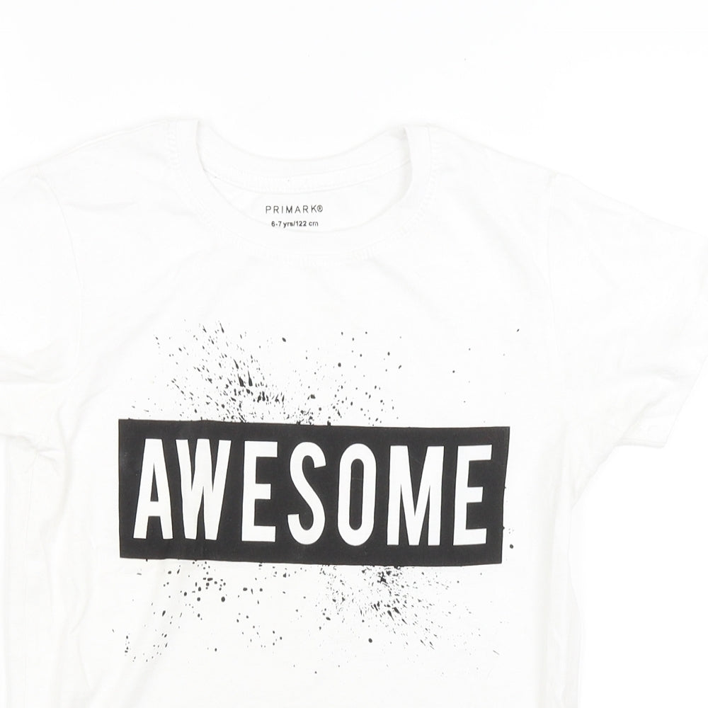 Primark Boys White   Basic T-Shirt Size 6-7 Years