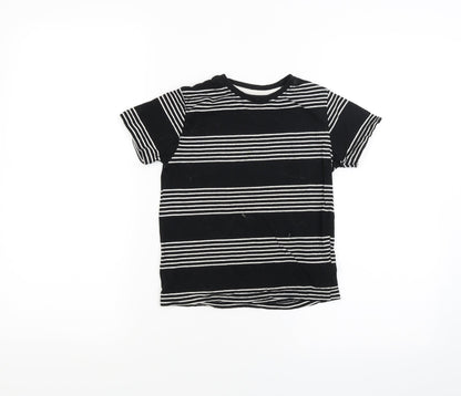 Additional front view of Rebel boys’ black striped basic t-shirt, size 5-6, years