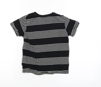Back view of Rebel boys’ black striped basic t-shirt, size 5-6, years