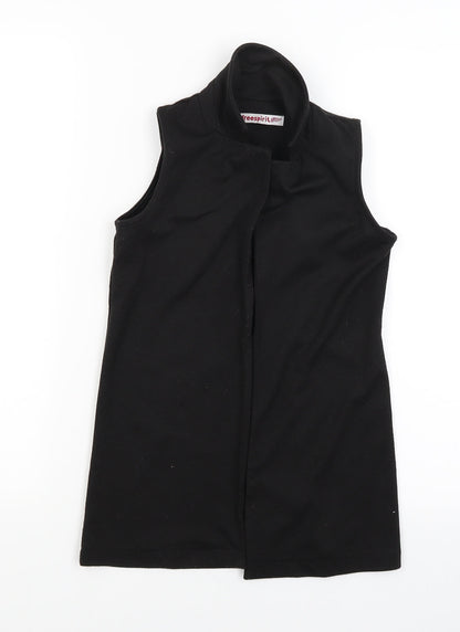 Additional front view of Freespirit girls’ black overcoat coatigan, size 5-6, years