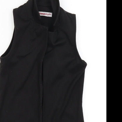 Close-up detail of Freespirit girls’ black overcoat coatigan, size 5-6, years