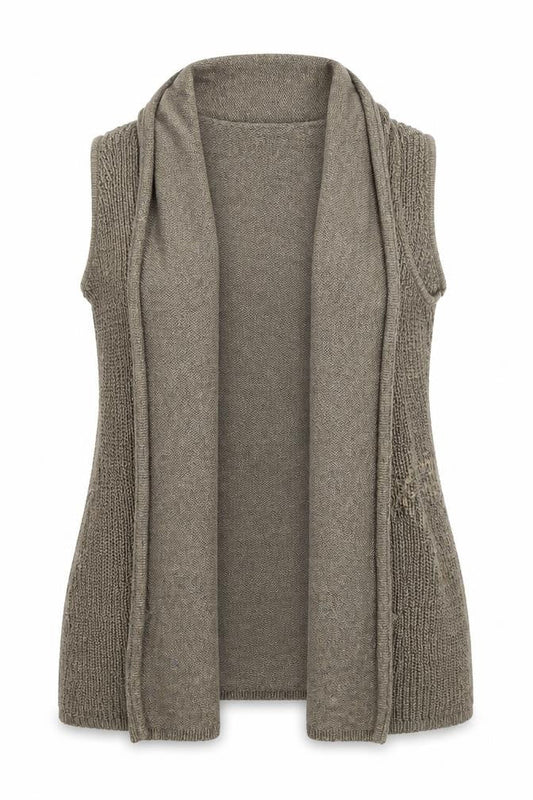 Front view of Principles women’s brown cardigan jumper, size UK 10