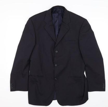 Additional front view of C&A men’s blue striped jacket, size 42