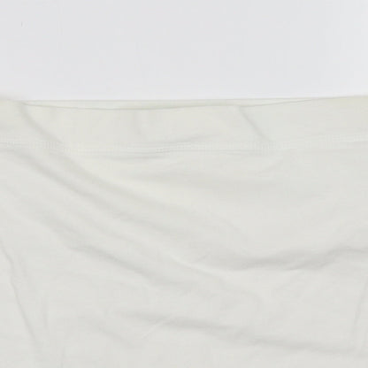 Close-up detail of Atmosphere women’s white basic tank, size UK 12